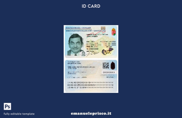 modello di documento di identità ungherese in stile verificato